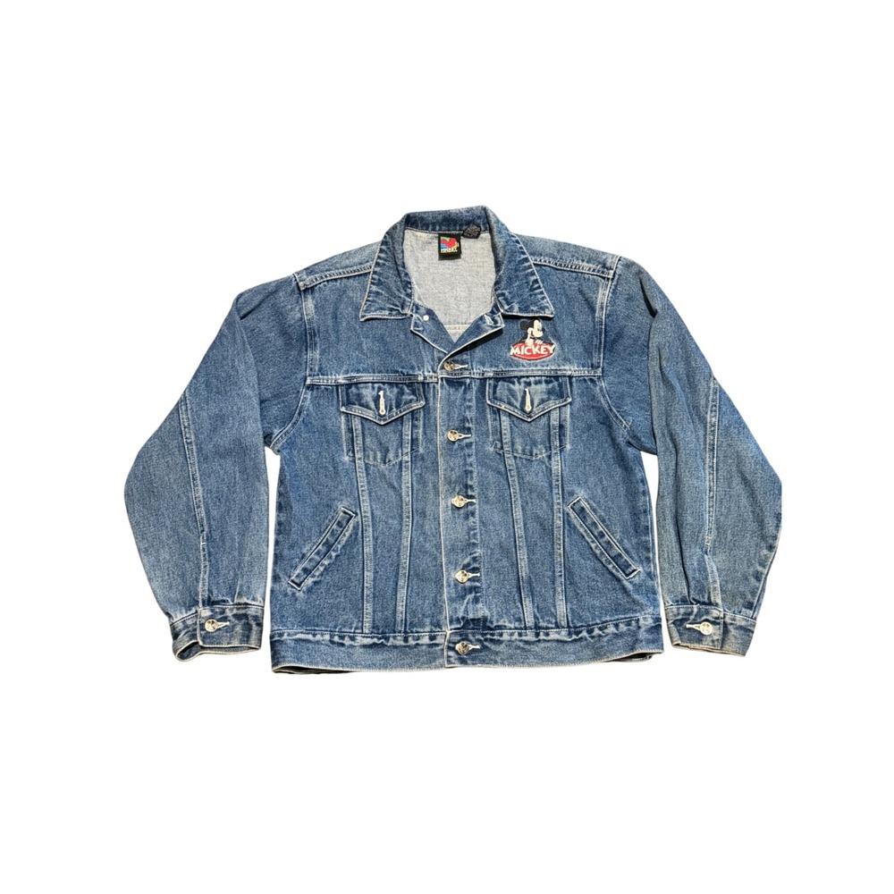 Vintage Mickey Unlimited Disney Denim Jacket Medium Wash Embroidered Mens M